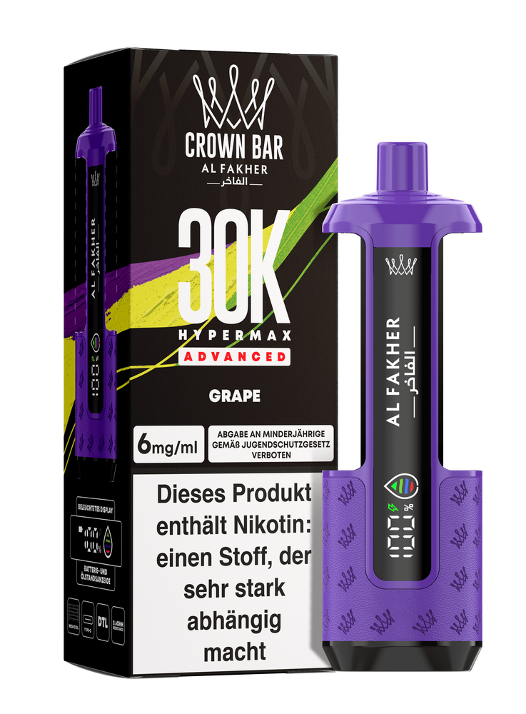 5x Al Fakher Hypermax Advanced 30K - Grape - 6mg Nikotingehalt