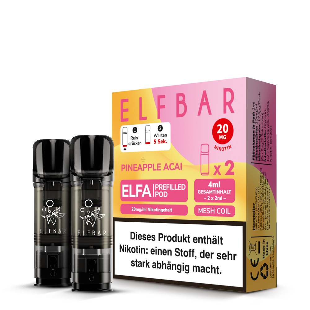 10x ELFBAR ELFA Pineapple Acai 20mg Nikotin 2er Pack