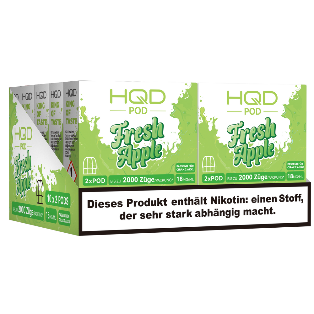 10+1 HQD Cirak 2 - Fresh Apple - 2 x 2 ml Prefilled Pods (18 mg/ml Nikotingehalt)