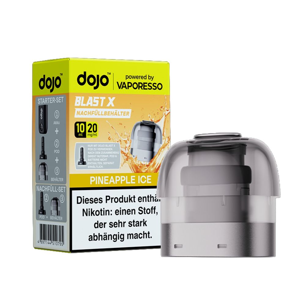 5x Dojo Blast X Pod 10ml - Pineapple Ice - 20mg/ml Nikotingehalt + 5x Leerpod