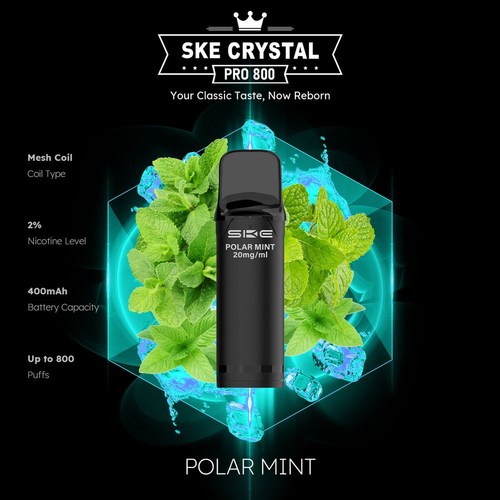 10x SKE Crystal Pro 800 - Polar Mint - 20mg Nikotingehalt