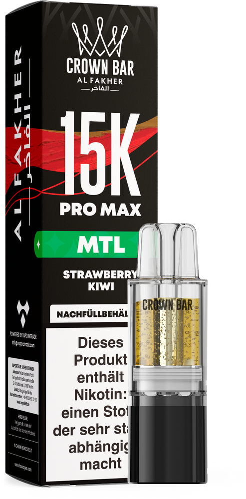 10x Al Fakher 15K PRO MAX Pod - Strawberry Kiwi - MTL