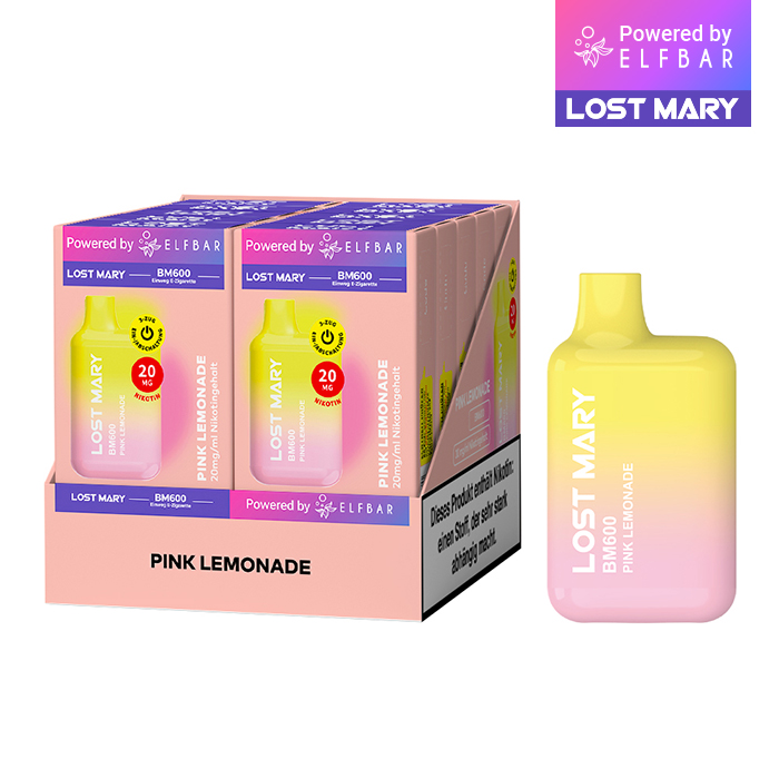 10 x Lost Mary BM600 - Pink Lemonade 20mg Nikotin