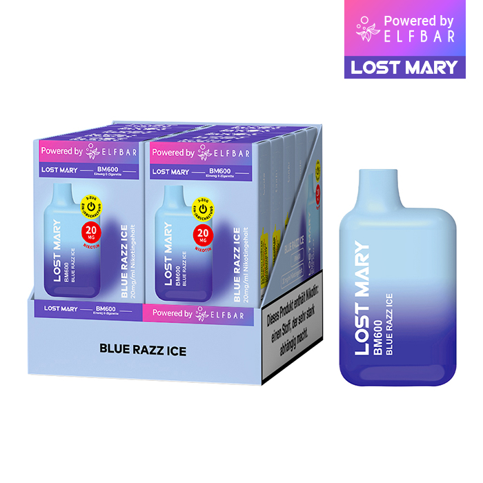 10 x Lost Mary BM600 - Blue Razz Ice 20mg Nikotin