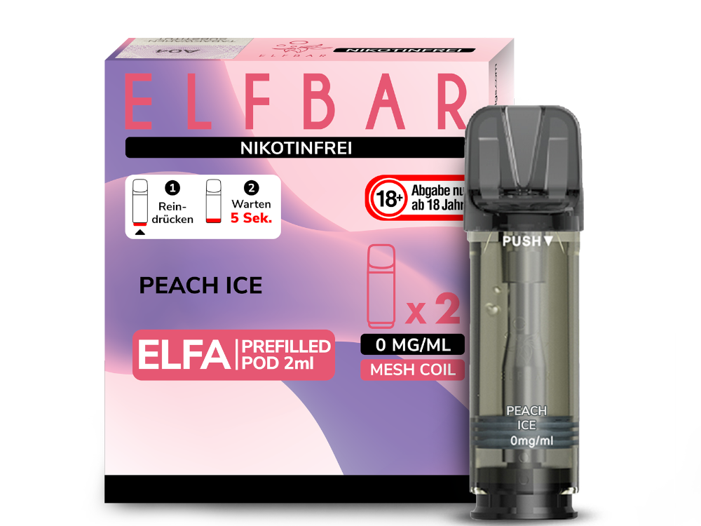 10x ELFBAR ELFA Peach Ice / Juicy Peach 0mg Nikotin 2er Pack