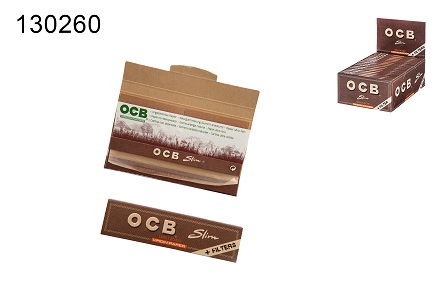 32x OCB unbl Slim Virgin + Tips, braun, 32 Blatt