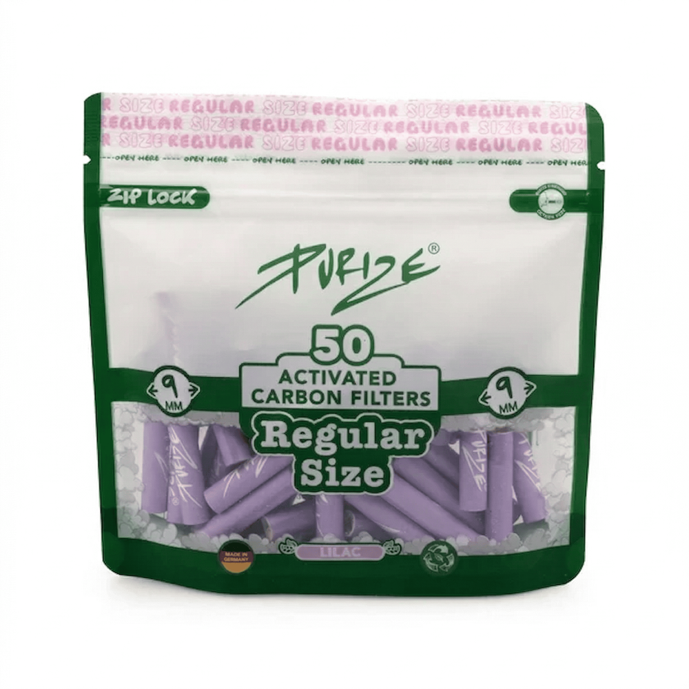 8x Purize Aktivkohlefilter Regular - Size 9 mm - Flieder - 50 Stück