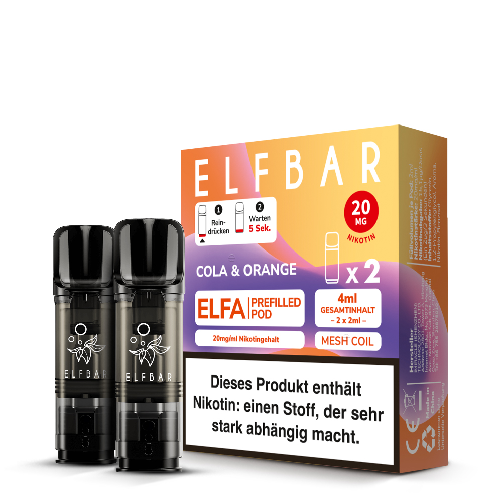 10x ELFBAR ELFA Cola & Orange 20mg Nikotin 2er Pack
