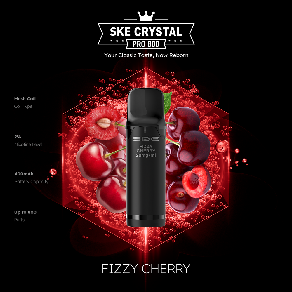 10x SKE Crystal Pro 800 - Fizzy Cherry - 20mg Nikotingehalt