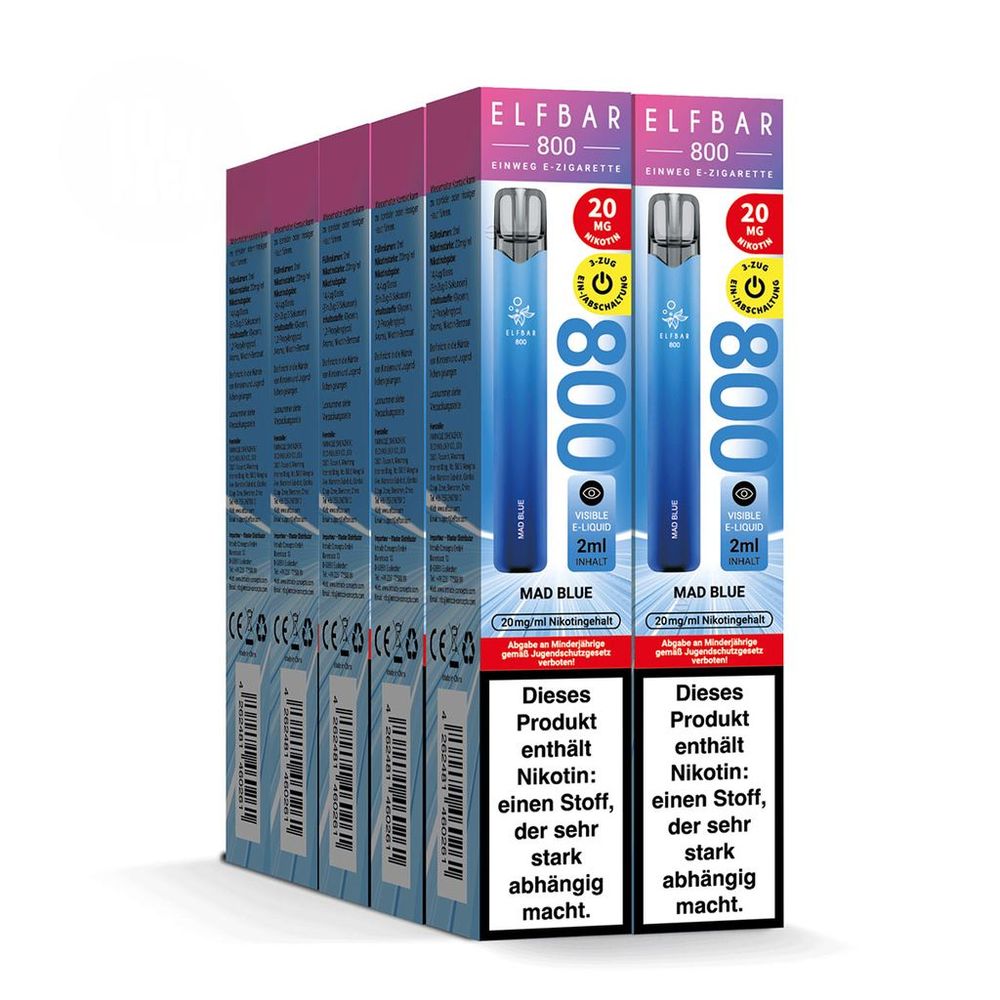 10x ELFBAR 800 Mad Blue 20mg Nikotin