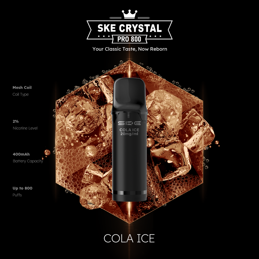 10x SKE Crystal Pro 800 - Cola Ice - 20mg Nikotingehalt