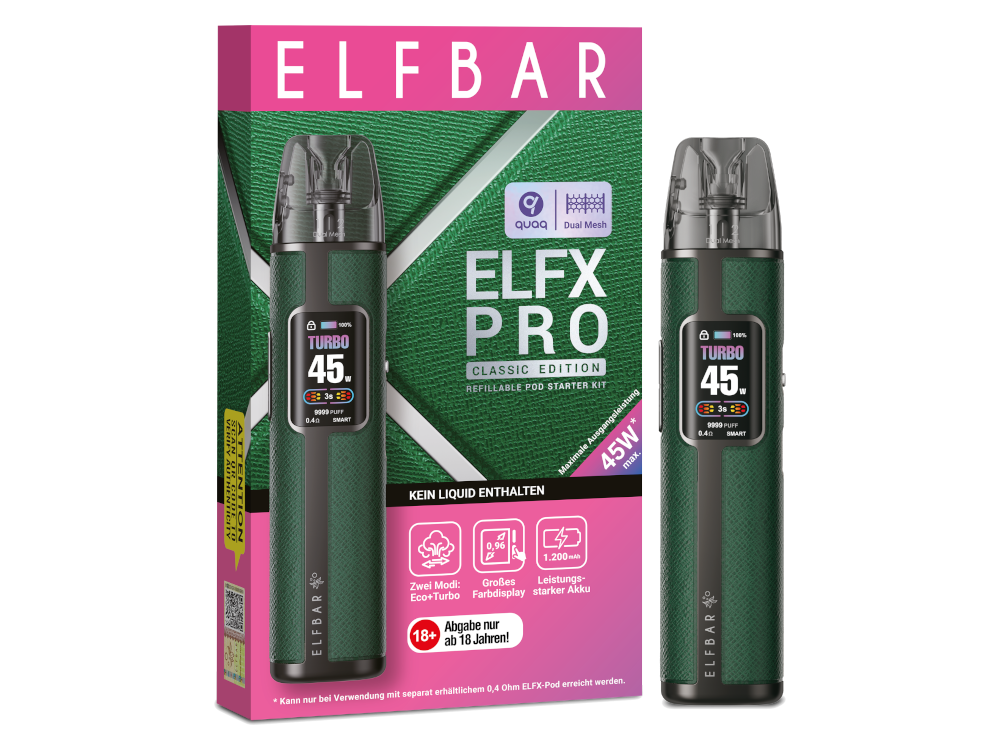 ELFBAR ELFX Pro - Pod Kit - 1200 mAh - Farbe: Forest