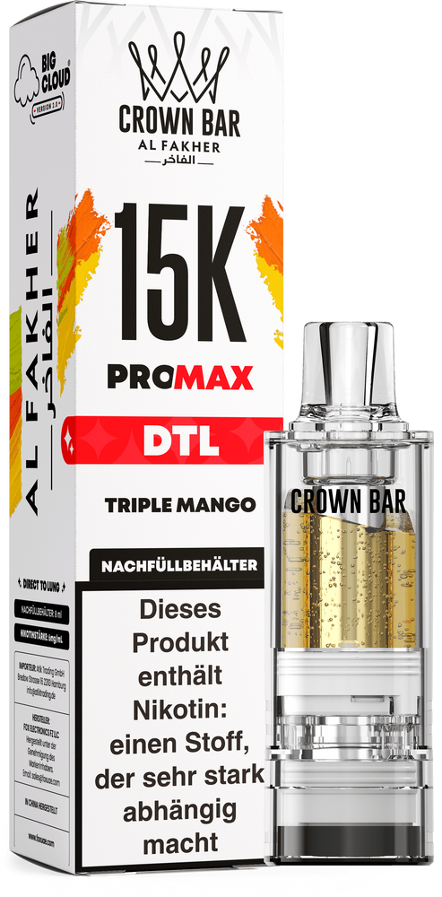 10x Al Fakher 15K PRO MAX (V2) Pod - Triple Mango - 6mg/ml Nikotingehalt - DTL