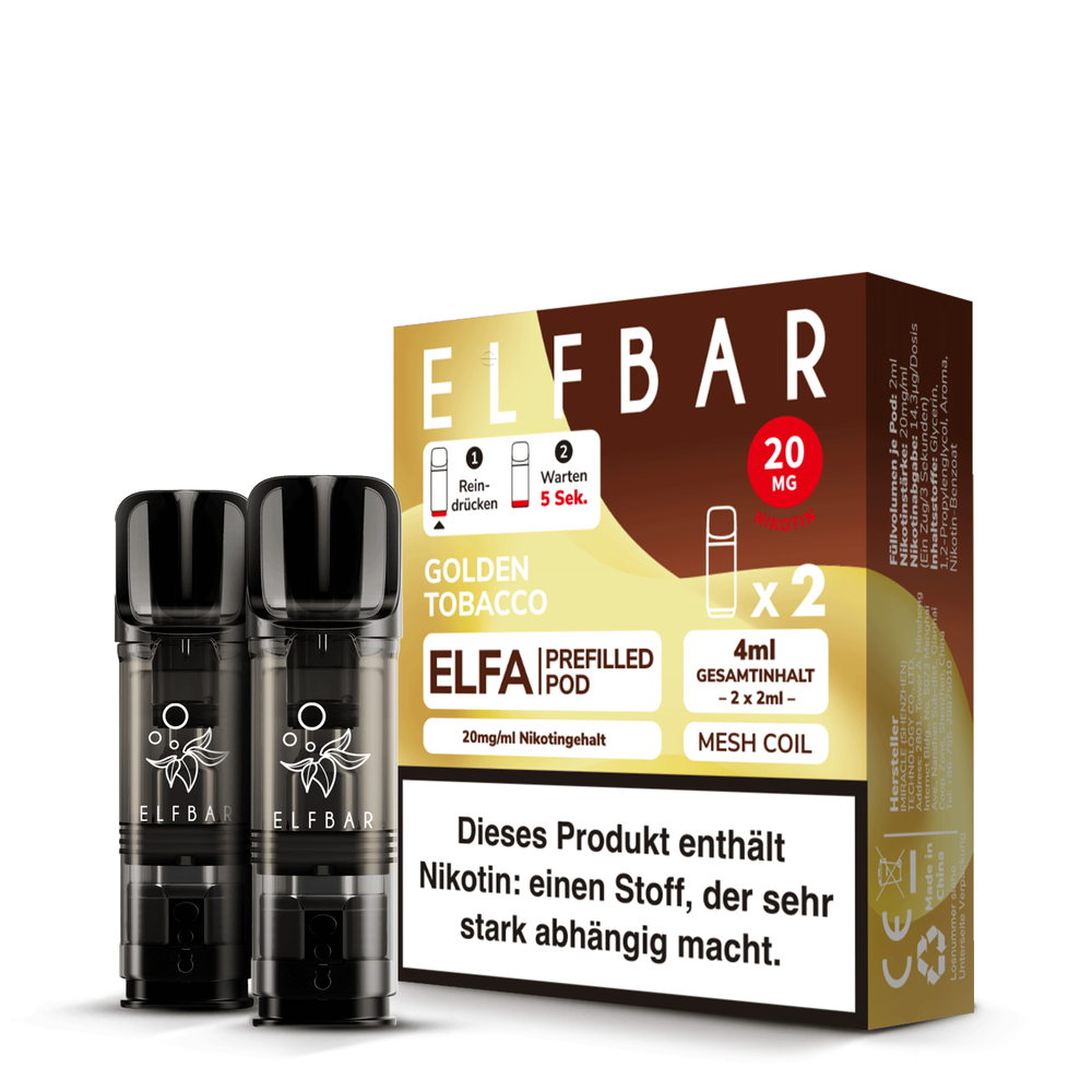 10x ELFBAR ELFA Golden Tobacco 20mg Nikotin 2er Pack