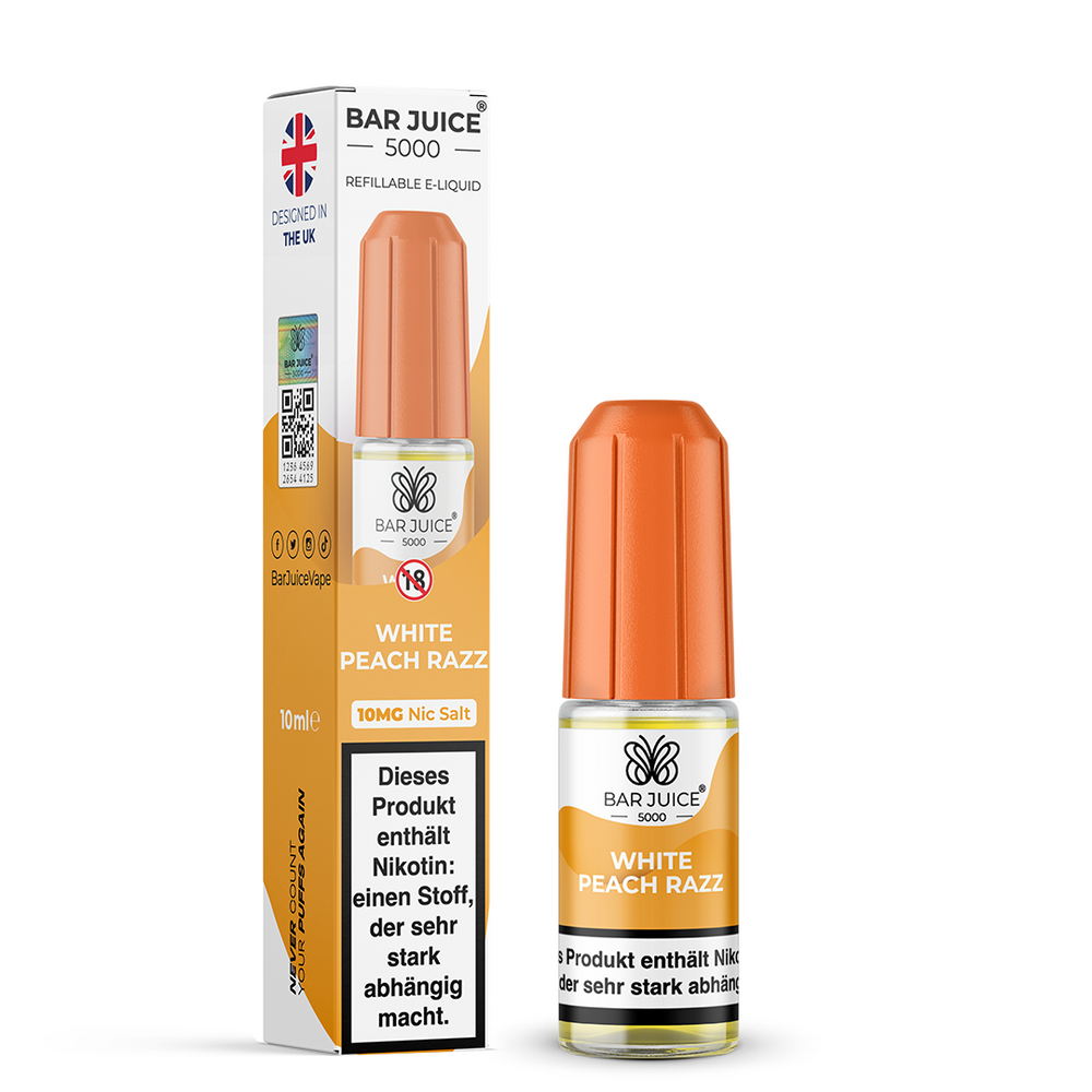 10x Bar Juice 5000 White Peach Razz Nikotinsalz Liquid 10 ml