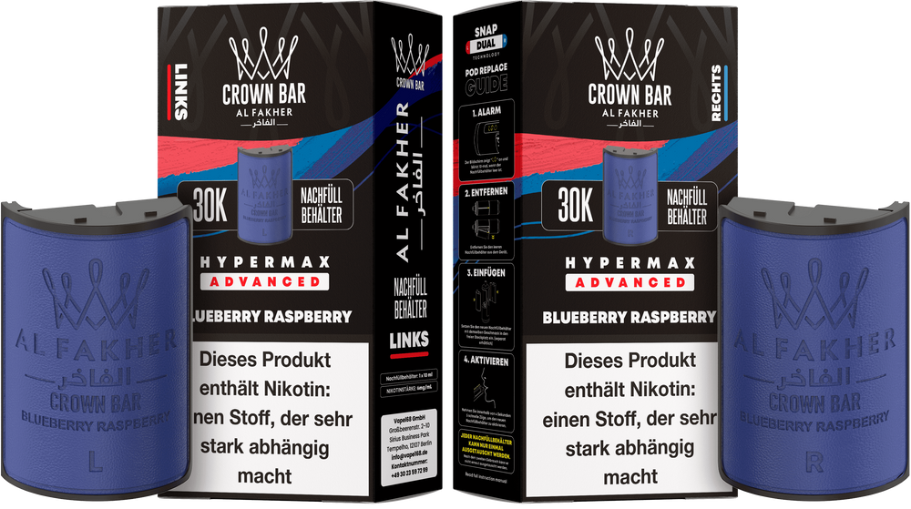 10x Al Fakher Hypermax 30K Pods - Alle Sorten - 6mg Nikotingehalt (5 Linke + 5 Rechte)