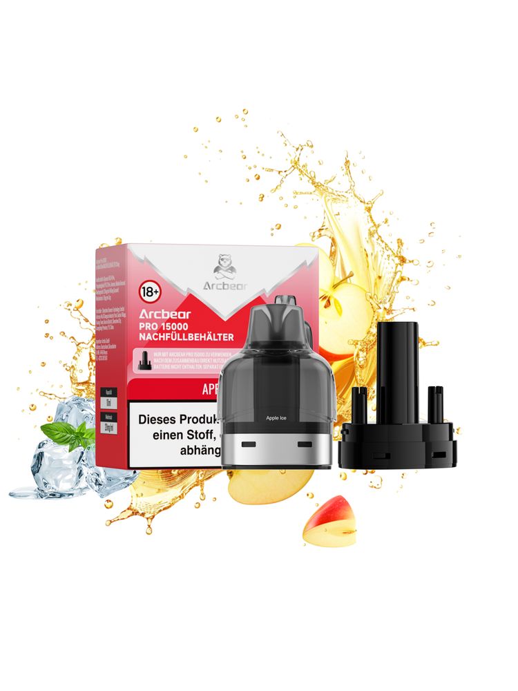 5+5 (0+10ml) Arcbear Pro 15000 Nachfüll-Set - Apple Ice - 20 mg/ml Nikotingehalt + Leer Pod