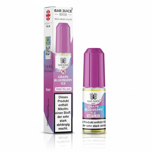 10x Bar Juice 5000 Nikotinsalz Liquid 10 ml Grape Blueberry Ice