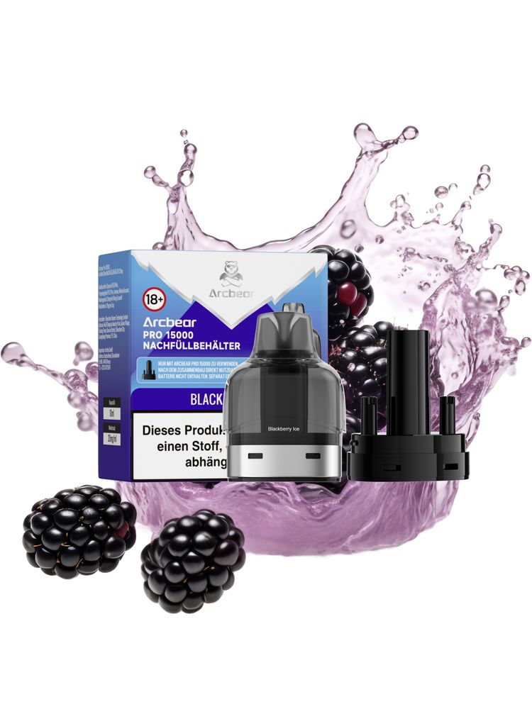 5+5 (0+10ml) Arcbear Pro 15000 Nachfüll-Set - Blackberry Ice - 20 mg/ml Nikotingehalt + Leer Pod