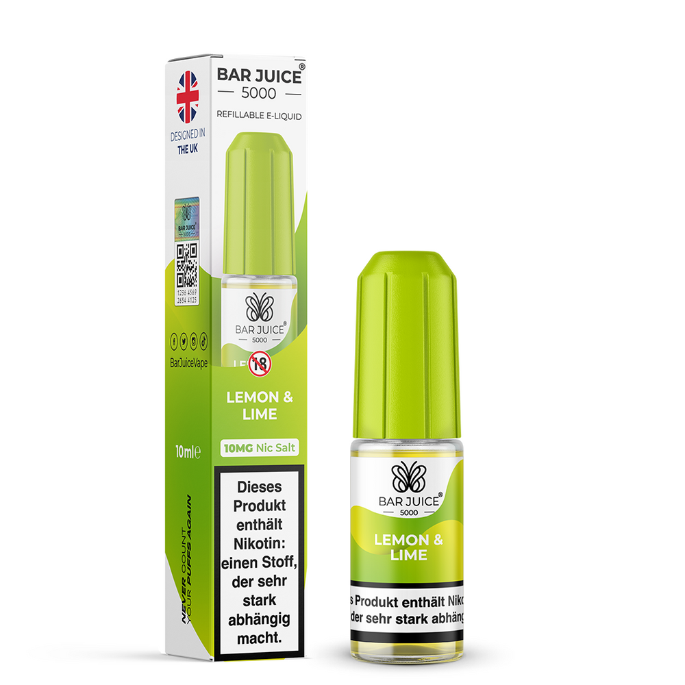 10x Bar Juice 5000 Lemon and Lime Nikotinsalz Liquid 10 ml