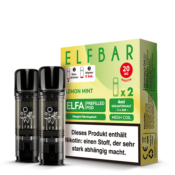 10x ELFBAR ELFA Lemon Mint 20mg Nikotin 2er Pack