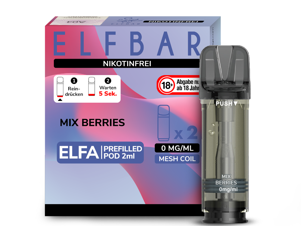 10x ELFBAR ELFA Mix Berries 0mg Nikotin 2er Pack