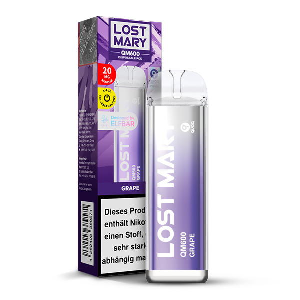 10+2 Aktion ELFBAR Lost Mary QM600 - Grape 20mg Nikotin
