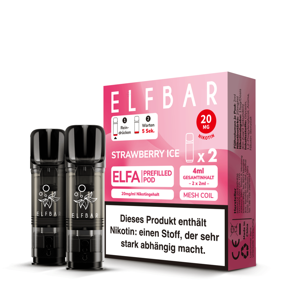 10x ELFBAR ELFA Strawberry Ice 20mg Nikotin 2er Pack