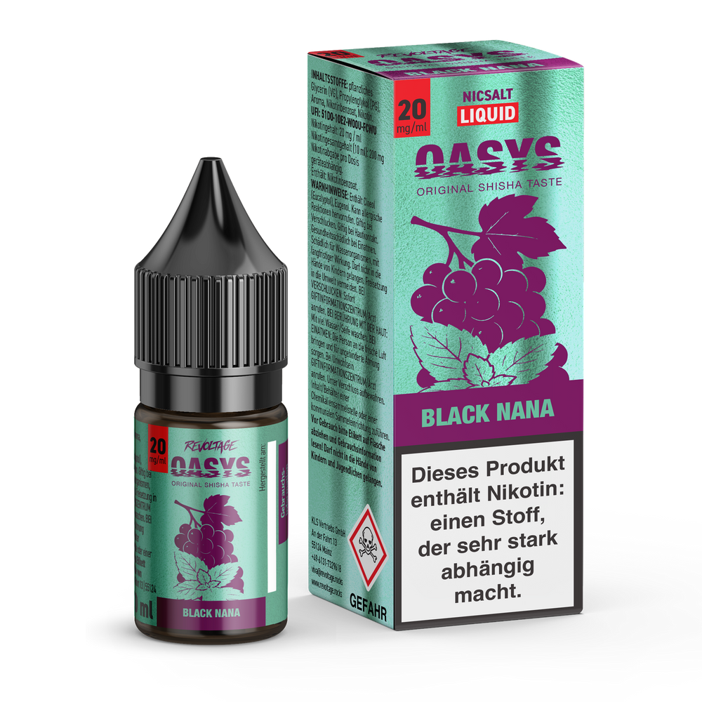 15x Revoltage OASYS Liquid - Black Nana- 10ml Nikotinsalz Liquid