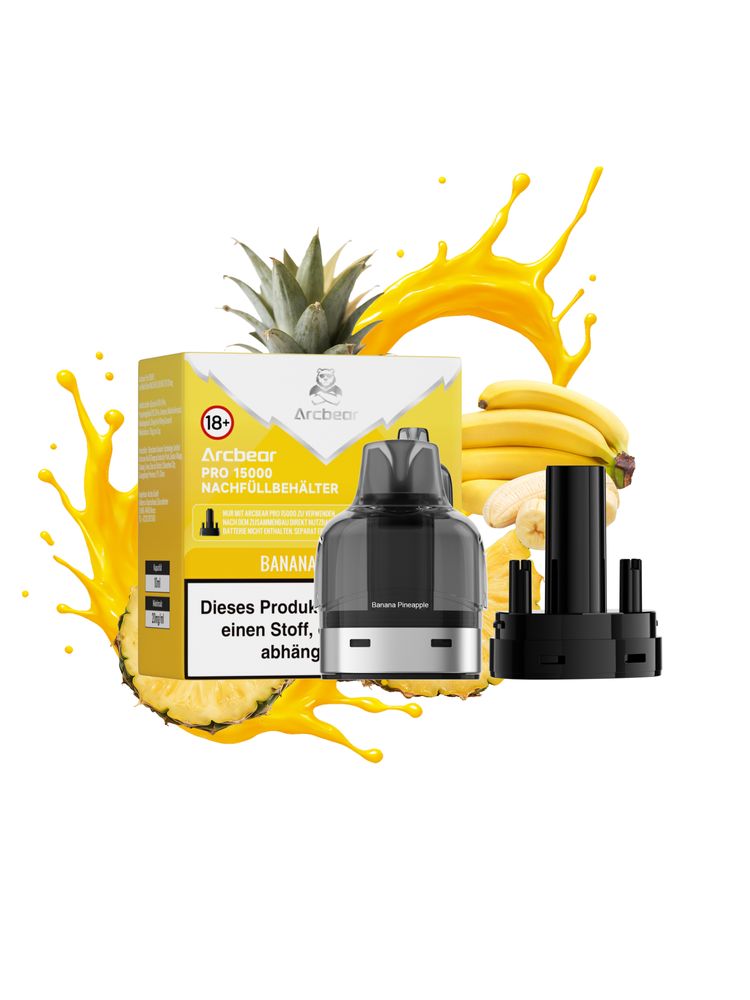 5+5 (0+10ml) Arcbear Pro 15000 Nachfüll-Set - Banana Pineapple - 20 mg/ml Nikotingehalt + Leer Pod