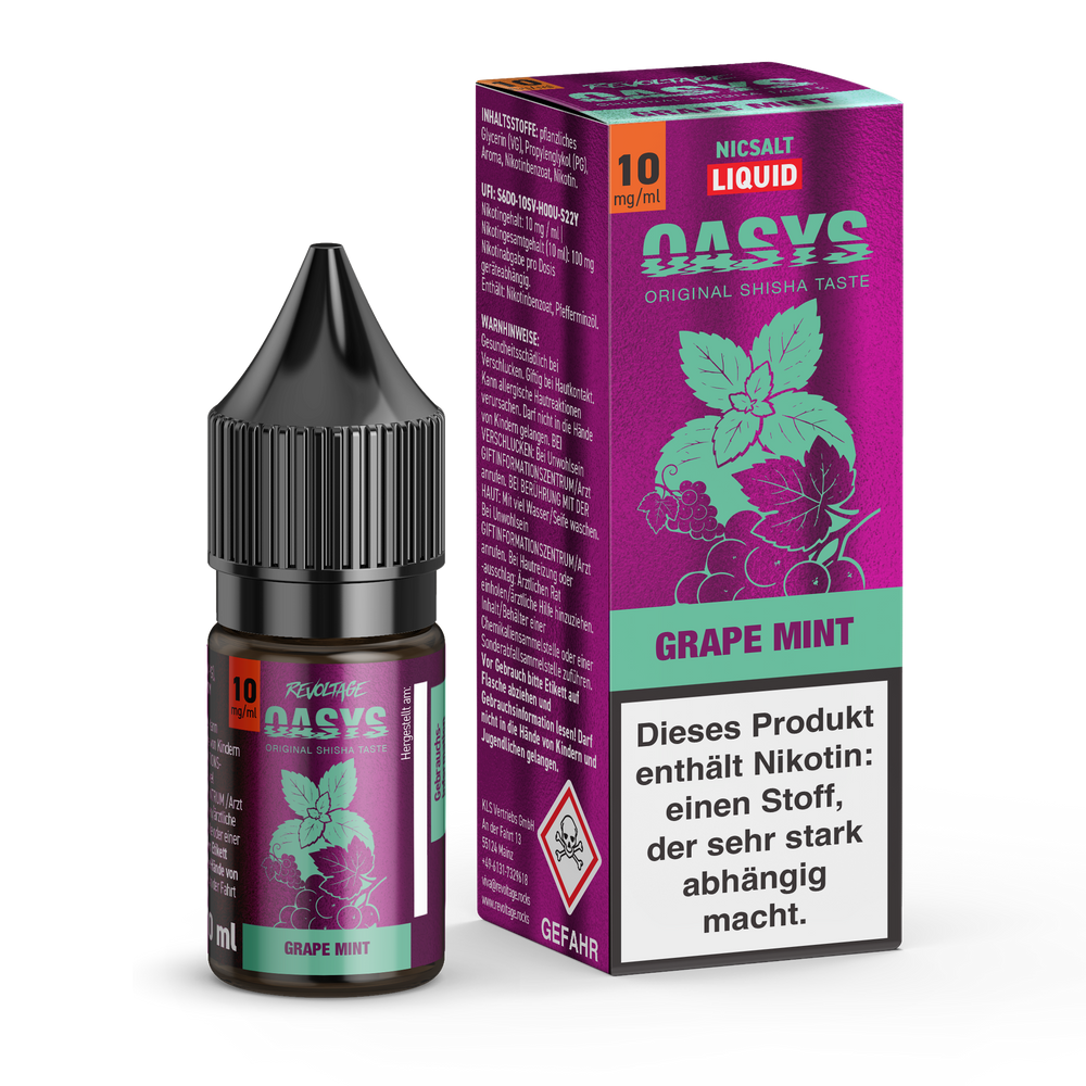 15x Revoltage OASYS Liquid - Grape Mint - 10ml Nikotinsalz Liquid