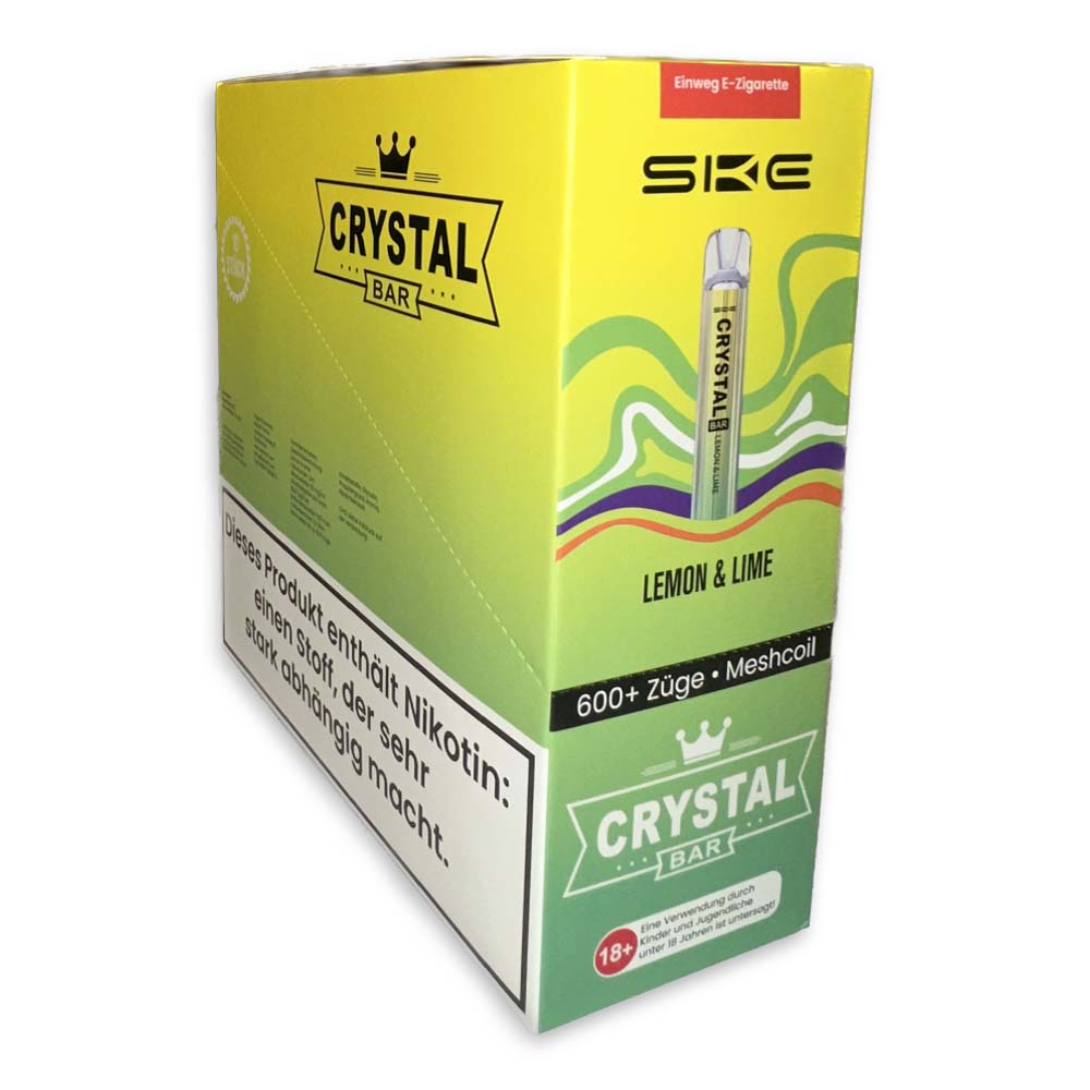 10 x SKE Crystal Bar 600 Lemon Lime 2% Nikotin