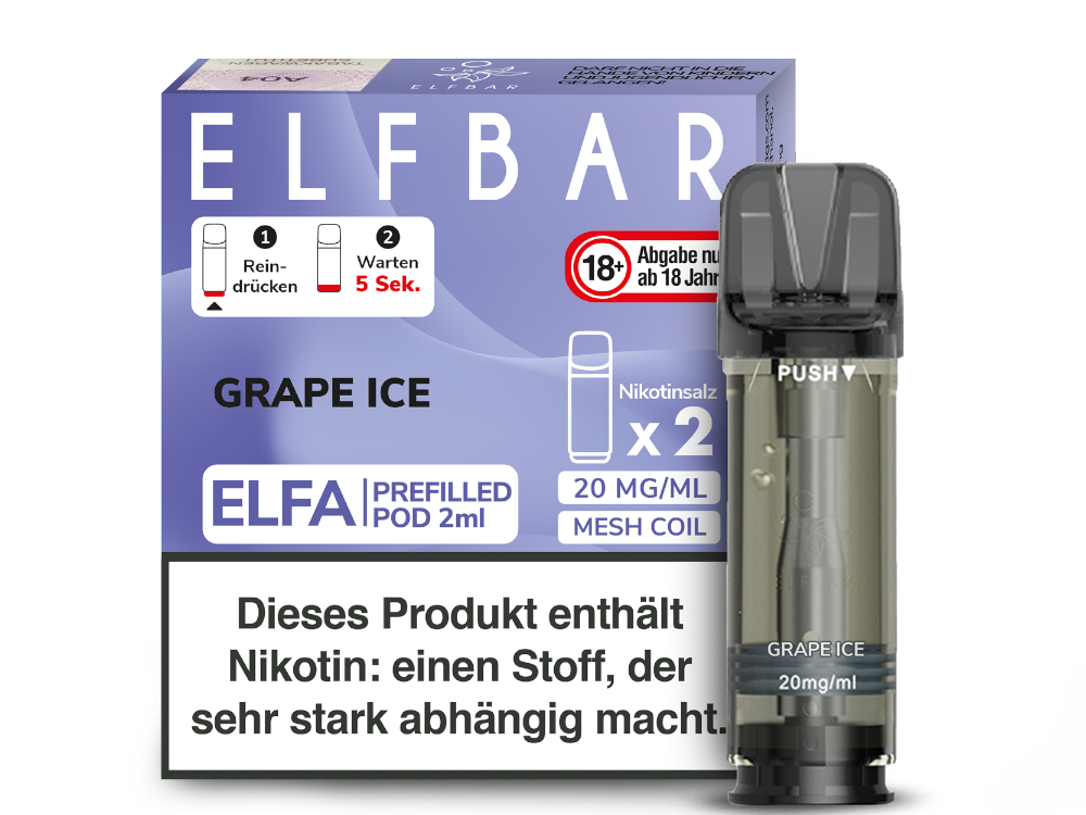 10x ELFBAR ELFA Grape Ice 20mg Nikotin 2er Pack