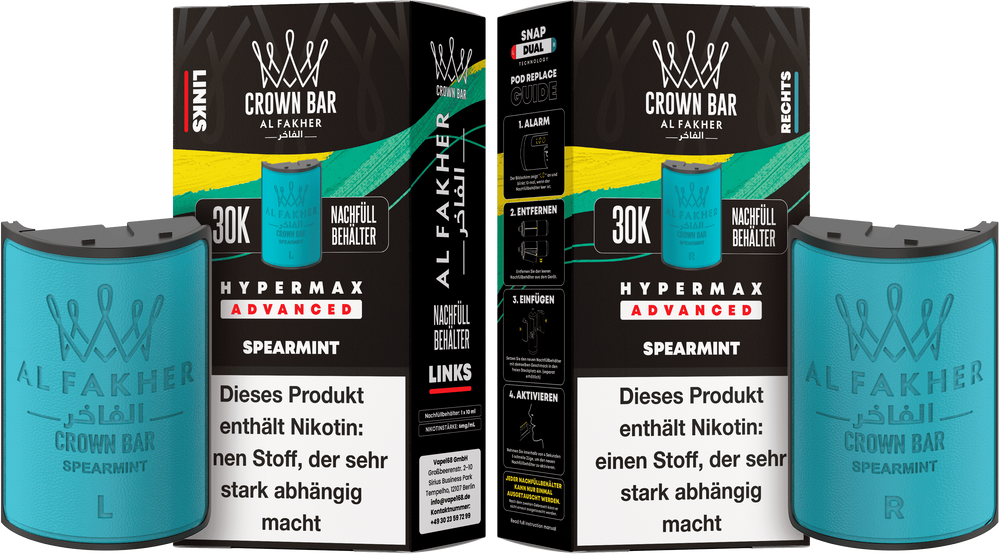 10x Al Fakher Hypermax 30K Pods - Alle Sorten - 6mg Nikotingehalt (5 Linke + 5 Rechte)