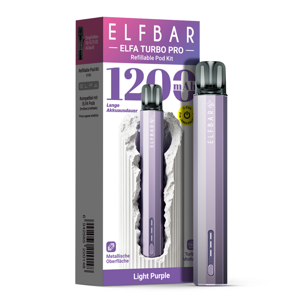 10x ELFBAR ELFA Turbo PRO Pod Kit 1200 mAh Akku - Light Purple