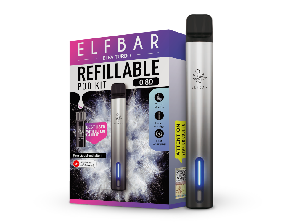 10x ELFBAR ELFA Turbo Pod Kit 550 mAh Akku - Aurora Black