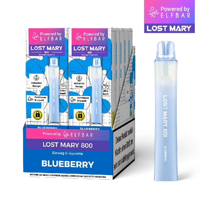 10x Lost Mary 800 Blueberry 20mg Nikotin Einweg Vape