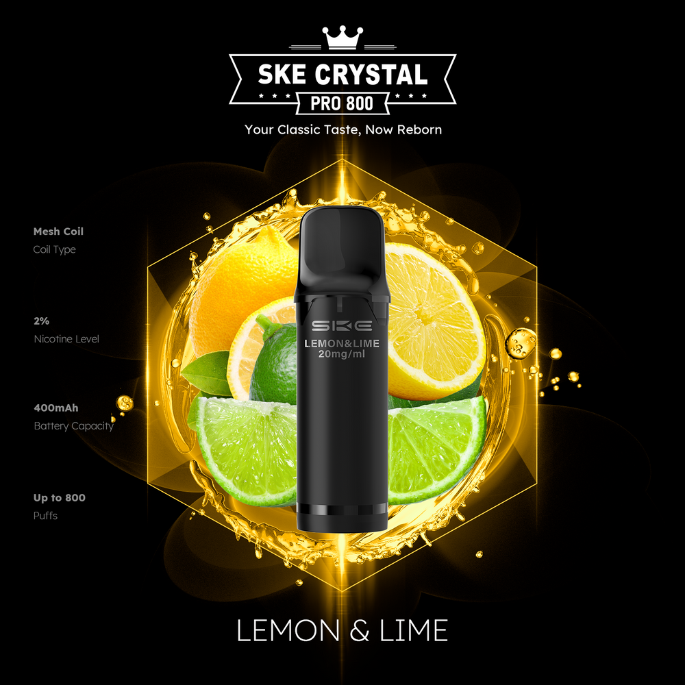 10x SKE Crystal Pro 800 - Lemon & Lime - 20mg Nikotingehalt