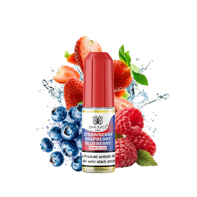 10x Bar Juice 5000 Nikotinsalz Liquid 10 ml Strawberry Raspberry Blueberry
