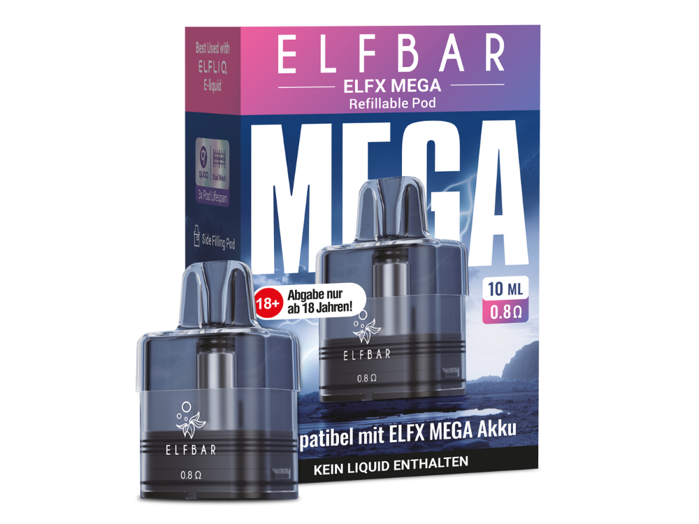 10x Elfbar Elfx Mega 10ml Leer Pod 0,8 Ohm
