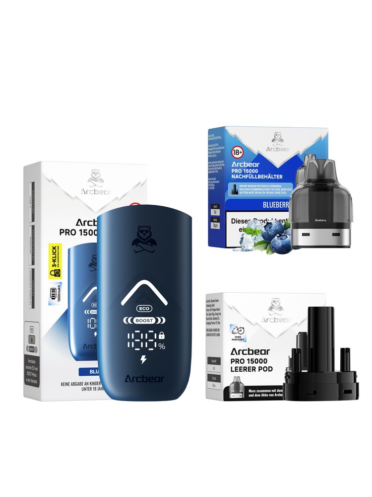 5x Arcbear Pro 15000 Starter Set - Farbe: Blue + Pod Blueberry
