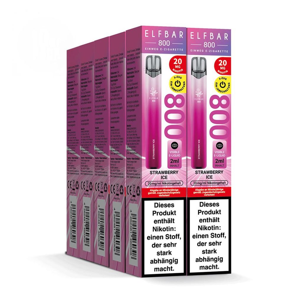 10x ELFBAR 800 Strawberry Ice 20mg Nikotin