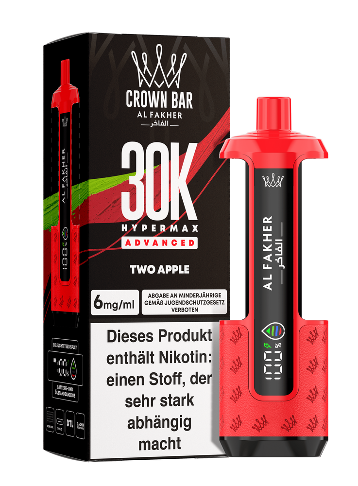 5x Al Fakher Hypermax Advanced 30K - Two Apple - 6mg Nikotingehalt