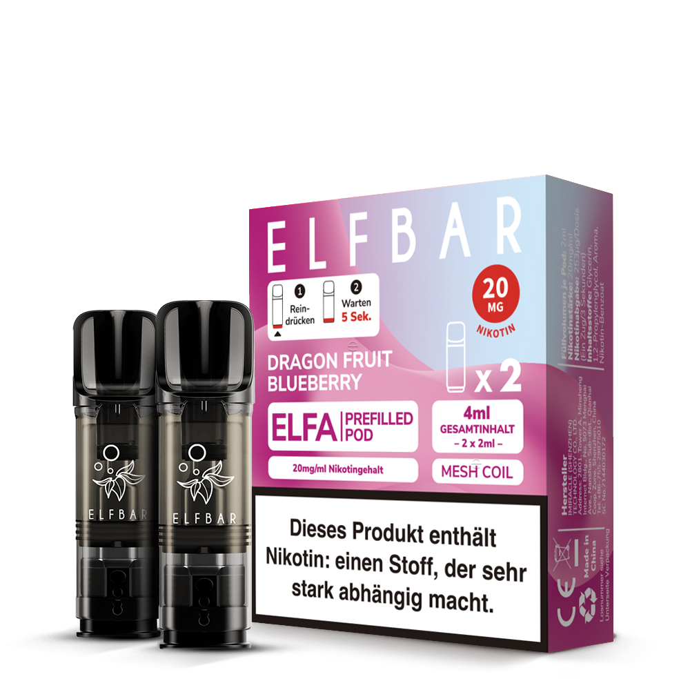 10x ELFBAR ELFA Dragon Fruit Blueberry 20mg Nikotin 2er Pack