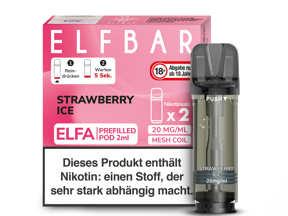 10x ELFBAR ELFA Strawberry Ice 20mg Nikotin 2er Pack