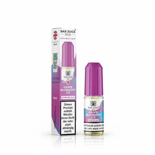 10x Bar Juice 5000 Nikotinsalz Liquid 10 ml Grape Blueberry Ice