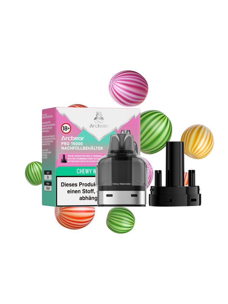 5+5 (0+10ml) Arcbear Pro 15000 Nachfüll-Set - Chewy Watermelon - 20 mg/ml Nikotingehalt + Leer Pod