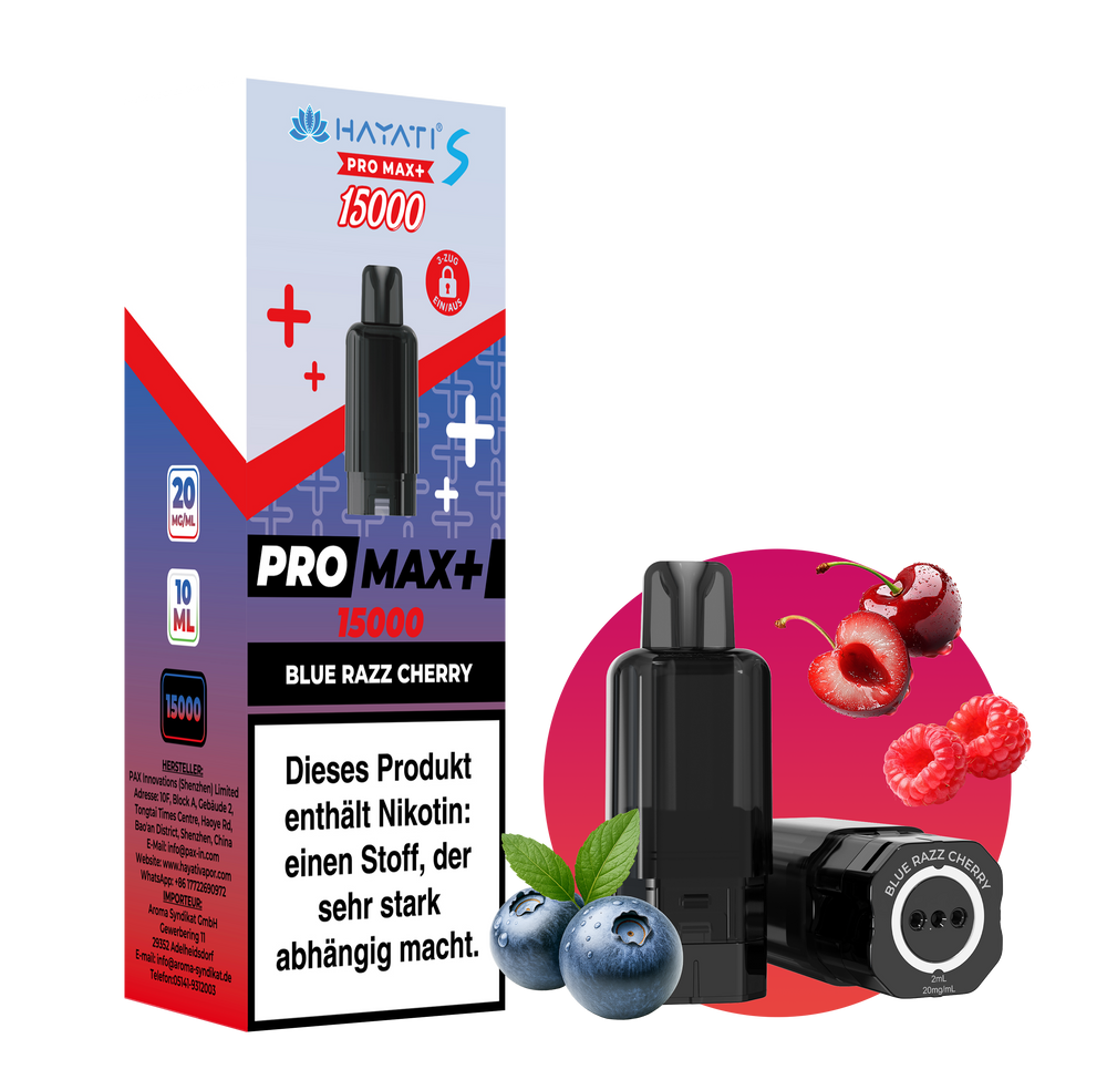 5x Hayati Pro Max+ 15K Pod Blue Razz Cherry + 5x Leer Pod 0ml