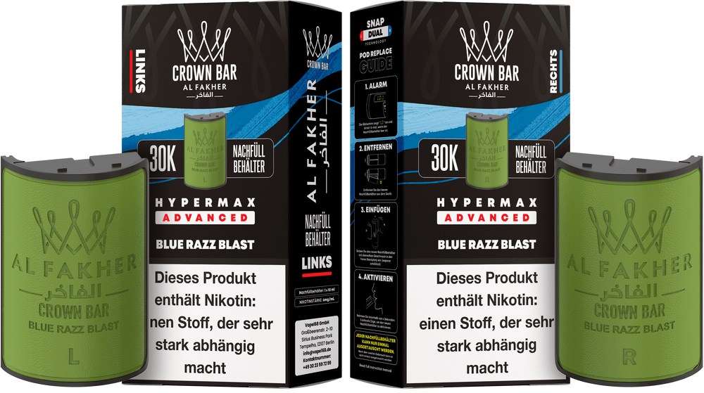 10x Al Fakher Hypermax 30K Pods - Alle Sorten - 6mg Nikotingehalt (5 Linke + 5 Rechte)