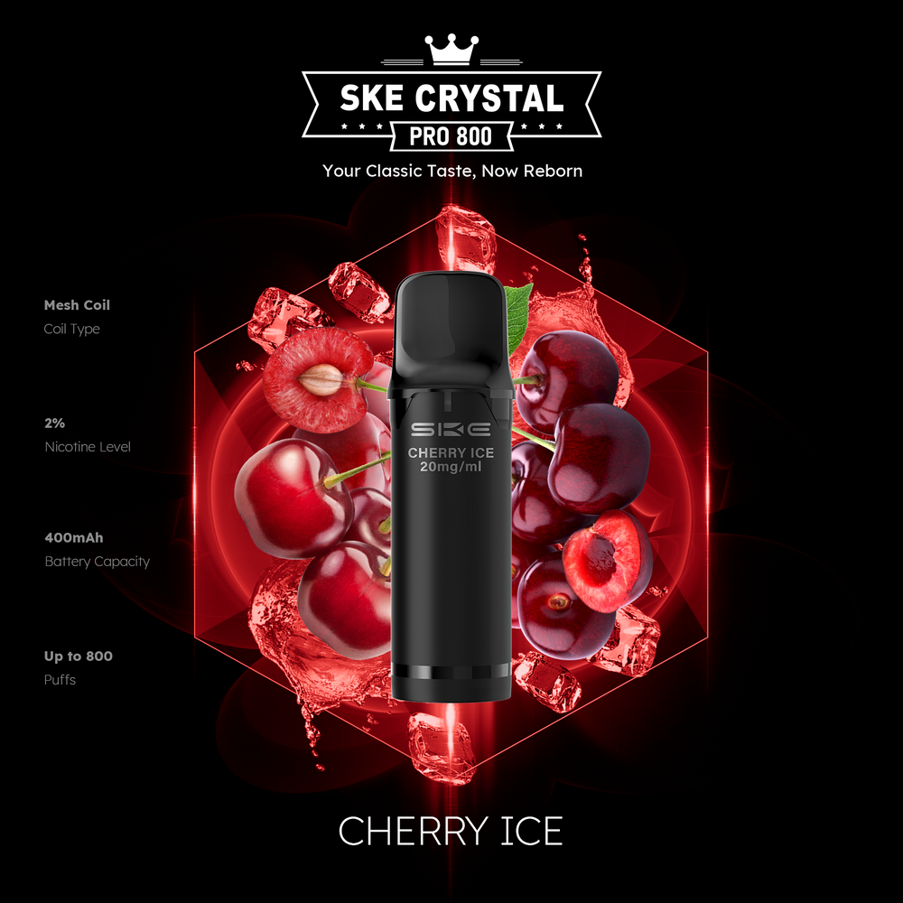 10x SKE Crystal Pro 800 - Cherry Ice - 20mg Nikotingehalt